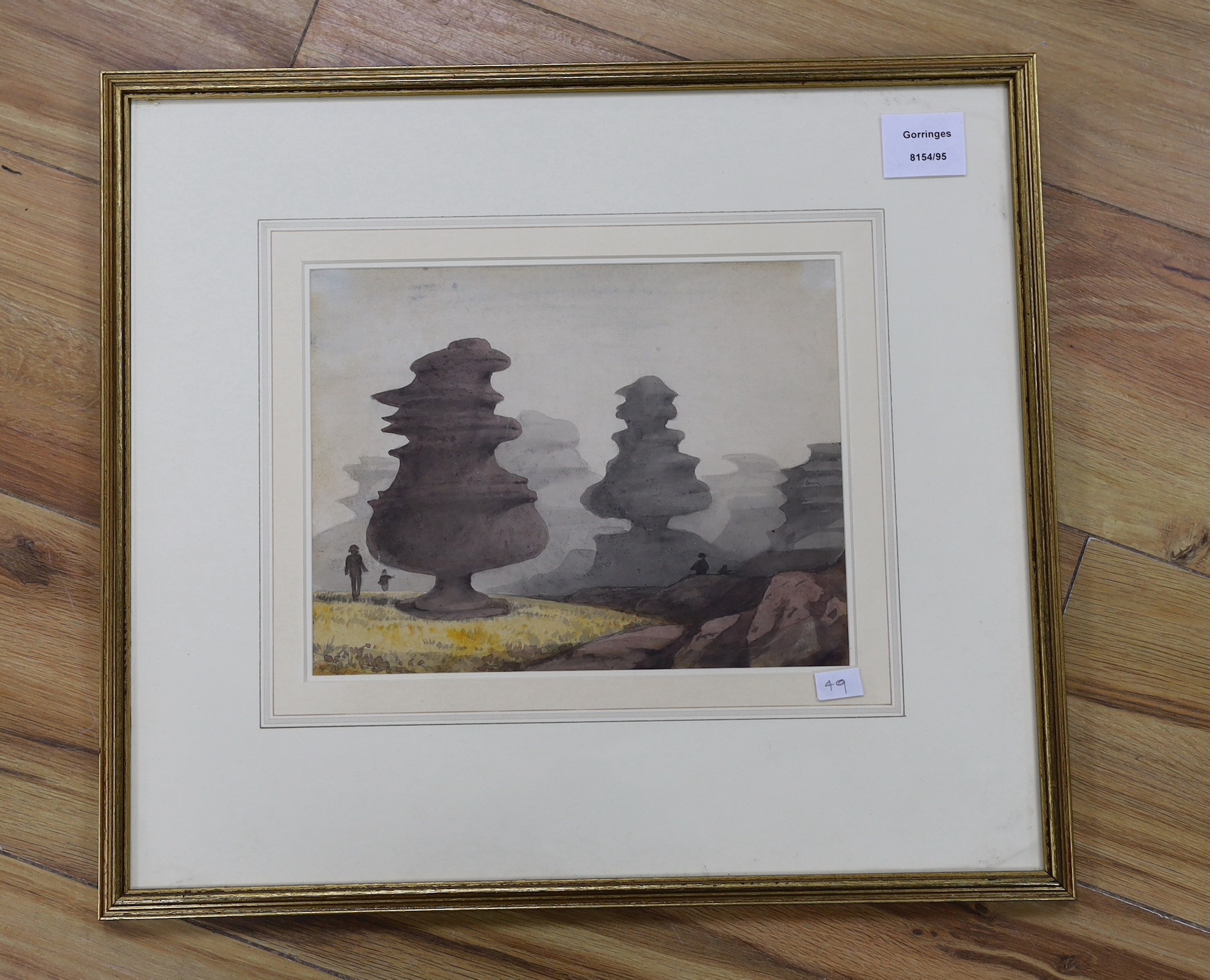 General William John Chamberlayne (1821-1910), watercolour, A View of Brinham Rocks, 20 x 25cm